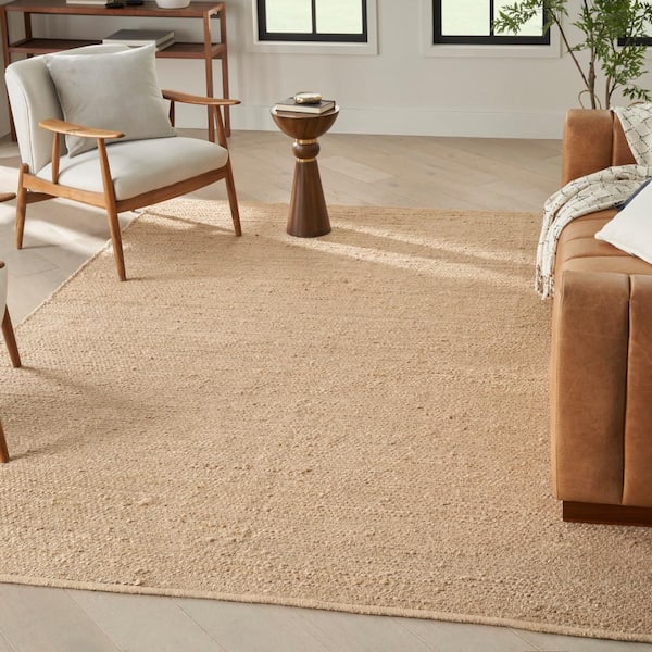 Natural Jute Bleached 8 ft. x 10 ft. Solid Contemporary Area Rug