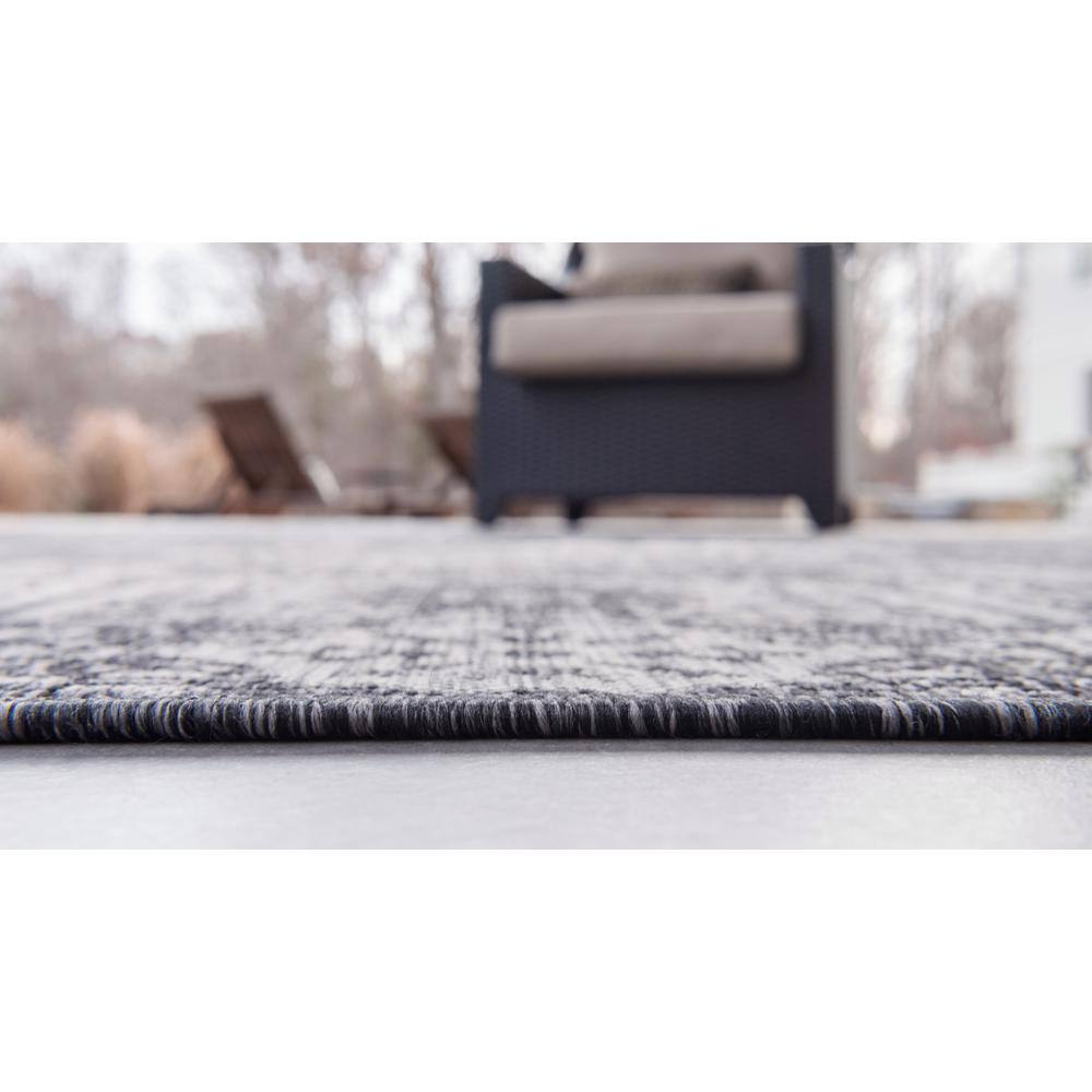 Charcoal Gray Flat Woven Synthetic 5' x 8' Outdoor Rug