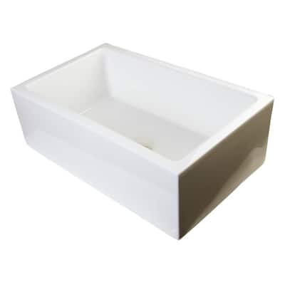 Smooth Farmhouse Apron Fireclay 30 in. Single Basin Kitchen Sink in Biscuit