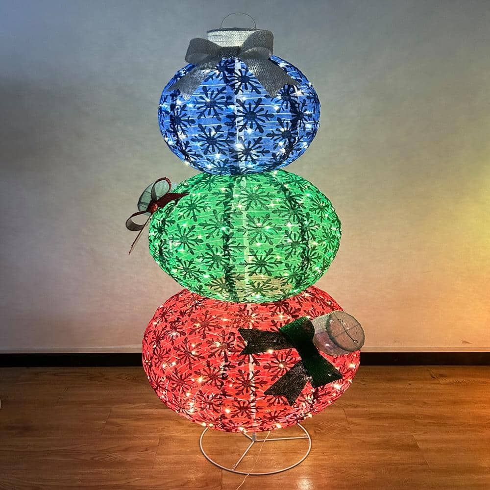 VEIKOUS 5 ft. Warm White LED Stacked Ball Pop Up Ornament Christmas Holiday Yard Decoration