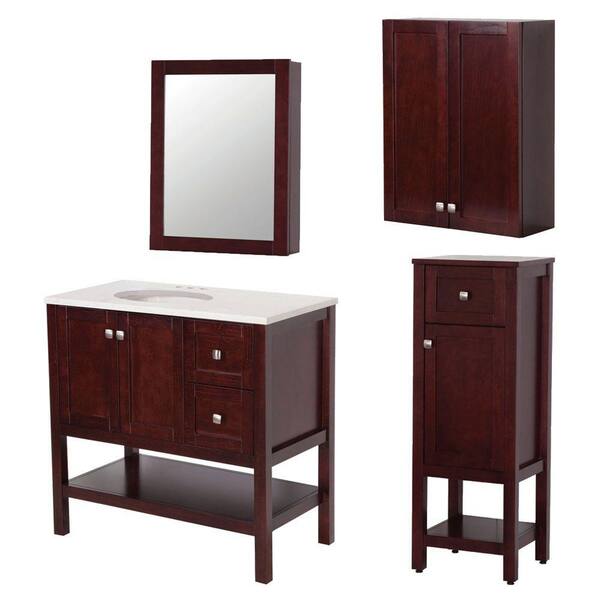 St. Paul Sydney Bath Suite with 36 in. Vanity with Vanity Top in Linen Tower OJ and Medicine Cabinet in Dark Cherry-DISCONTINUED