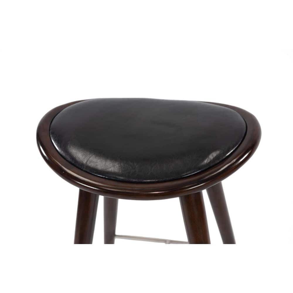 Lucio 28" Oval Backless Black Saddle Wood & Metal Barstool