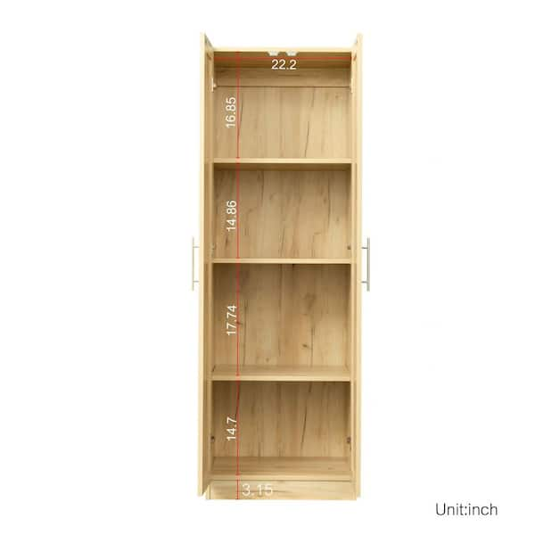 URTR White Armoire Wardrobe Tall Cabinet 3 Partitions to Separate 4 Storage Spaces (29.5 in. W x 15.7 in. D x 70.8 in. H)