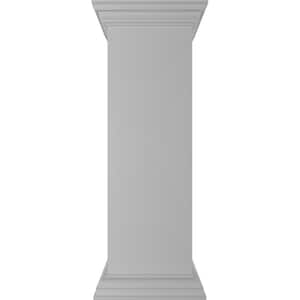 Plain 40 in. x 12 in. White Box Newel Post with Panel, Flat Capital and Base Trim (Installation Kit Included)