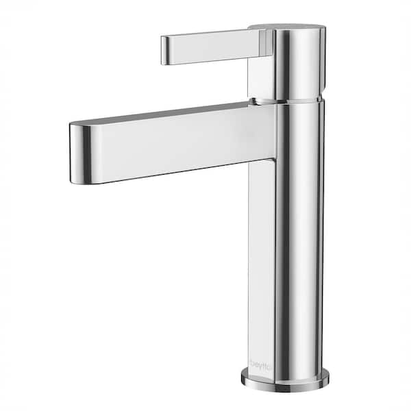 Unbranded Single-Handle Single Hole Mid Arc Bathroom Faucet with Supply Lines in Spot Defense Polish Chrome