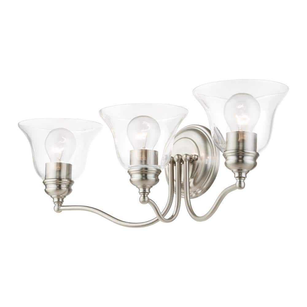 Moreland Brushed Nickel 3-Light Vanity Sconce with Handblown Glass