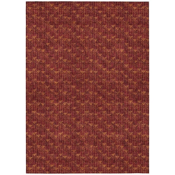 Chantille ACN514 Burgundy 8 ft. x 10 ft. Machine Washable Indoor/Outdoor Geometric Area Rug