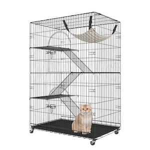 Large Cat Cages 35.4 in. x 23.6 in. x 51 in. 4-Tier Indoor Detachable Metal Playpen Enclosure