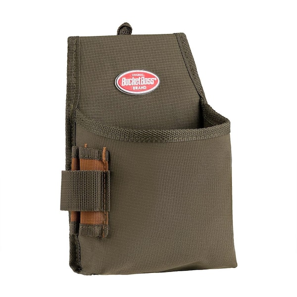 BUCKET BOSS 6.5 in. 1-Pocket Fastener Tool Belt Pouch with Flap Fit 54160 -  The Home Depot