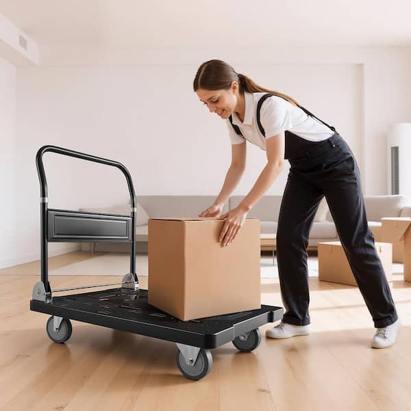 Foldable 1000 lbs. Push Cart Dolly, Flatbed Hand Truck with Swivel Wheels, Folding Platform, 35.2 x 23.4 x 33.5 in.