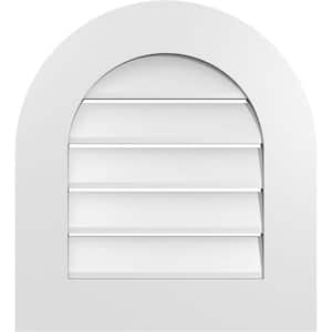 20 in. x 22 in. Round Top White PVC Paintable Gable Louver Vent Functional
