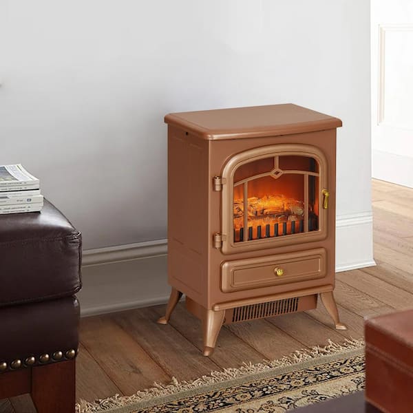 Jushua Freestanding Fire Electric Space Heater, Cabinet Infrared