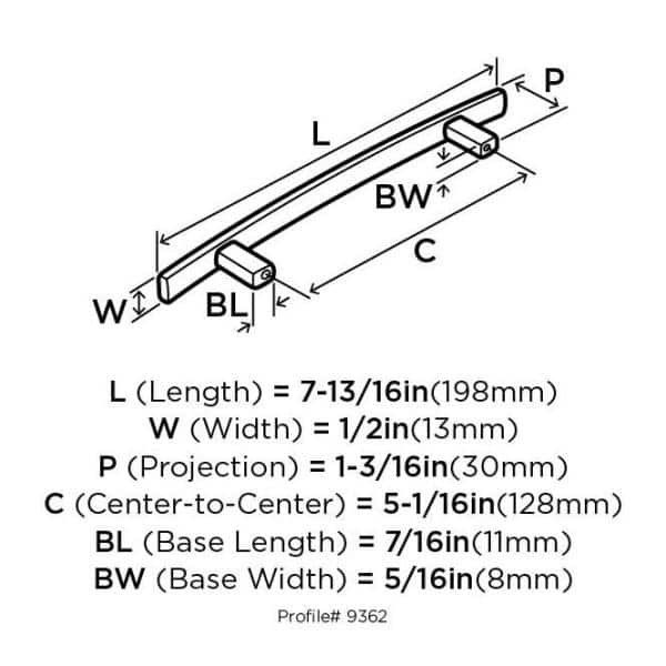 Satin Nickel Arch Cabinet Bar Pull with Mounting Hardware