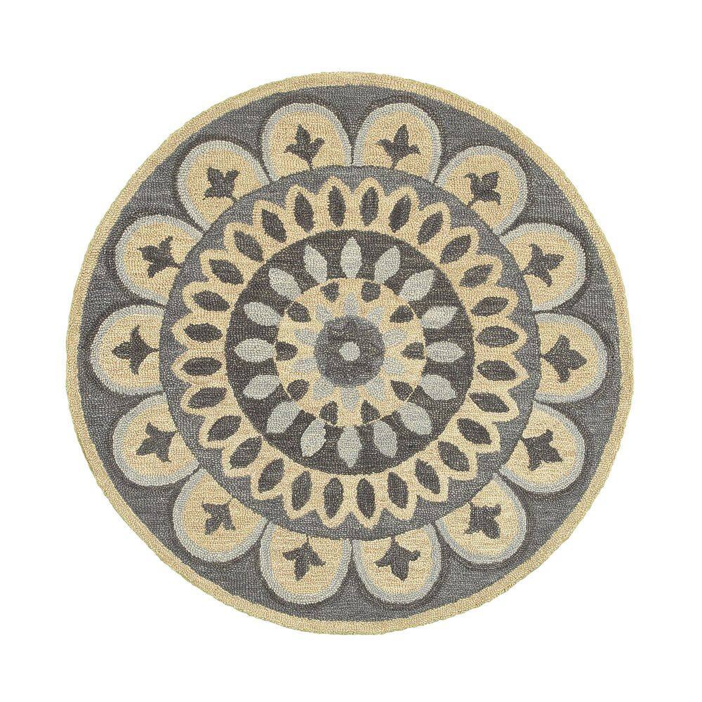 Daliah Gray/Ivory 6 ft. Round Contemporary Hand-Tufted Transitional ...