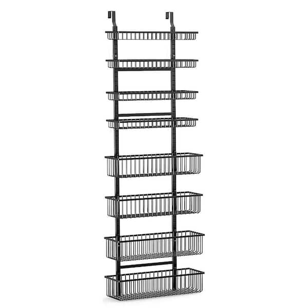 Afoxsos Multi Floating Shelves Over The Door Pantry Organizer 16.5 in. W x 6.06 in. D Black Metal Hanging Basket Wall Spice Rack