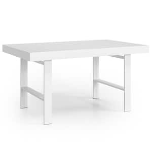 Tall High White Aluminum 51.5 in. W Rectangle Outdoor Dining Table