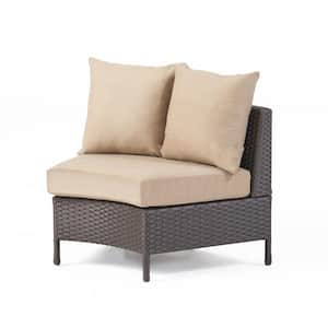 Adelina Dark Brown 2-Piece Wicker Outdoor Patio Loveseat with Beige Cushions