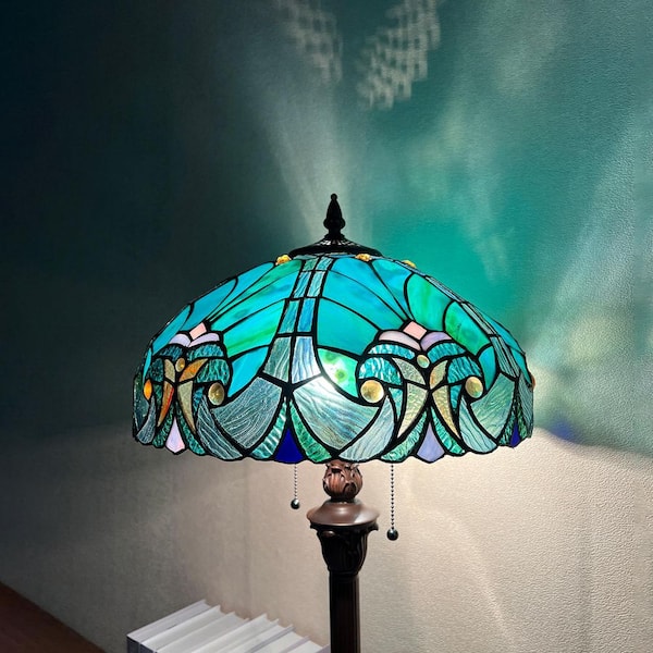 VINPLUS 63 in. Dark Bronze 2-Light Pull Chain Control Tiffany