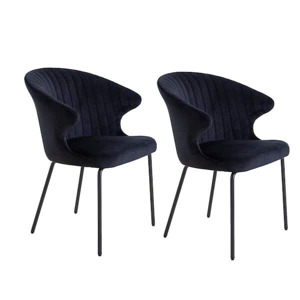 TIRAMISUBEST TD Garden Metal Outdoor Dining Chair with Black Cushions (2-Pack)