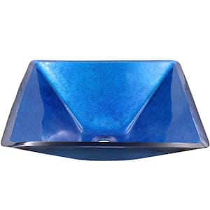 Verdazzurro Bright Blue Glass Square Vessel Sink