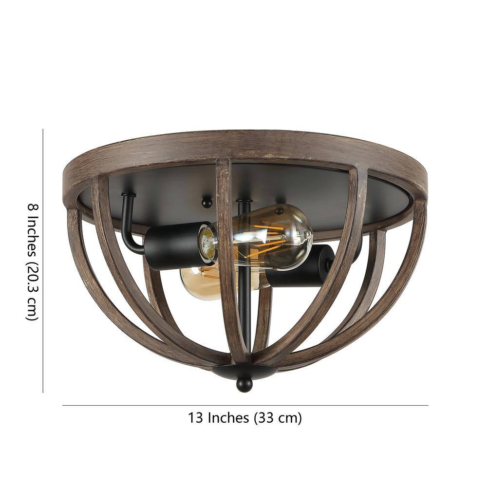 Darlene 13" Rustic Brown Iron LED Flush Mount Light