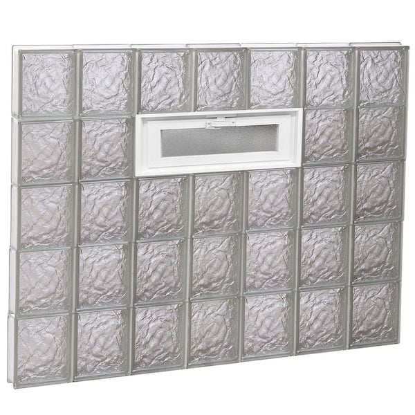 Clearly Secure 40.25 in. x 38.75 in. x 3.125 in. Frameless Ice Pattern Vented Glass Block Window