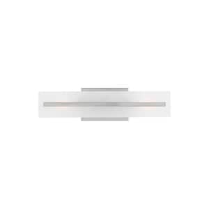 Dex 17.875 in. Small 2-Light Brushed Nickel Vanity Light with LED Bulbs and Satin Etched Glass Shade