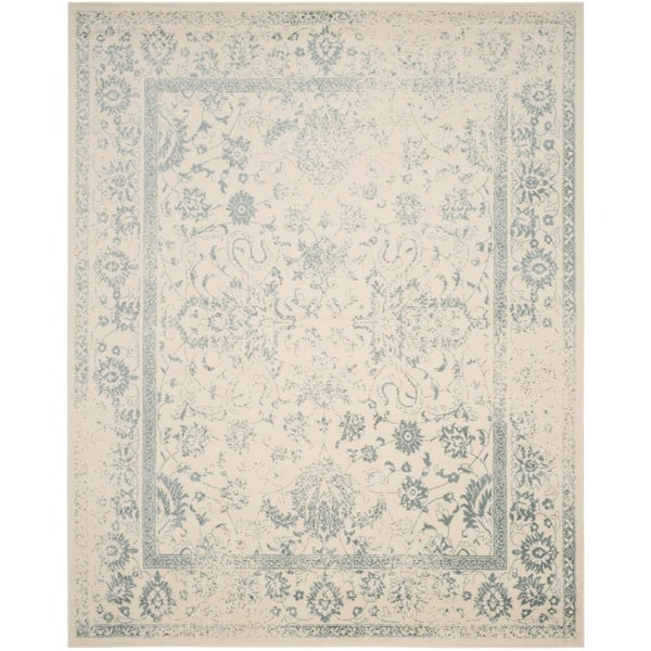 Adirondack Ivory/Slate 8 ft. x 10 ft. Border Distressed Area Rug
