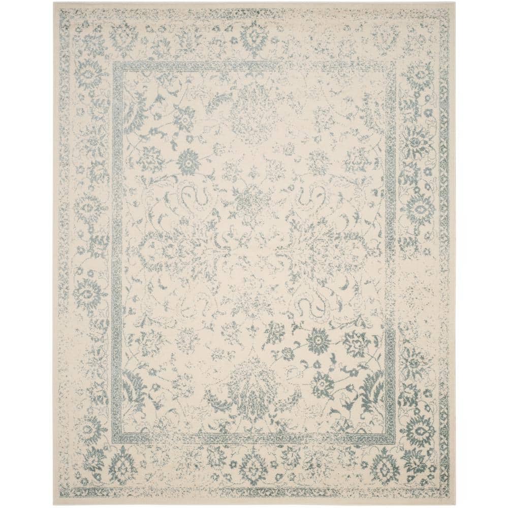 Adirondack Ivory/Slate 9 ft. x 12 ft. Border Distressed Area Rug