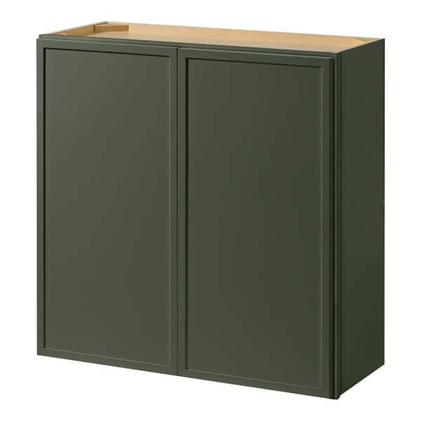 Leyton 30 in. W x 12 in. D x 30 in. H Ready to Assemble Plywood Slim Shaker Wall Kitchen Cabinet in Fern Green