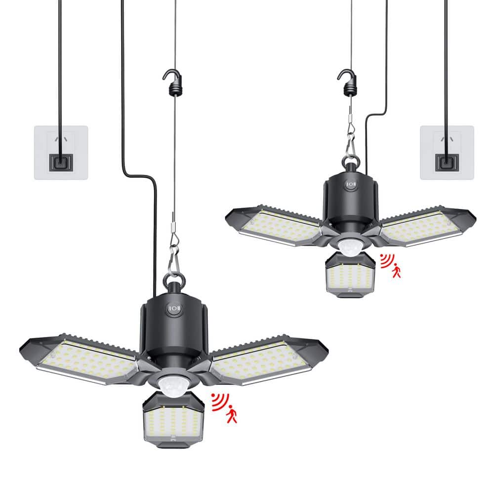 Garage Light Plug in, 8000LM Shop Light 3 Modes, 3 Deformable LED Panel, 6500K Indoor Motion Sensor Light Bulb (2 Pack) price history on PriceWatchPro