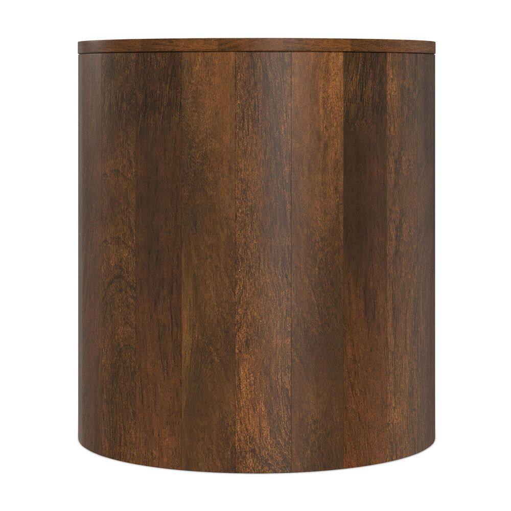 Millbury 20 in. W Walnut Brown Round Solid Mango Wood End Table with Handcrafted Design - thumbnail 2