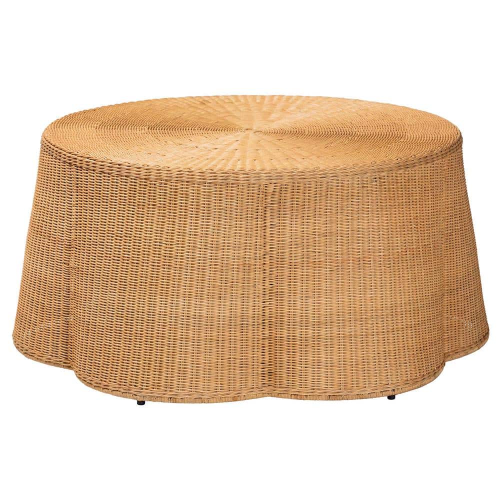 Palm Honey Round Handwoven Rattan Coffee Table
