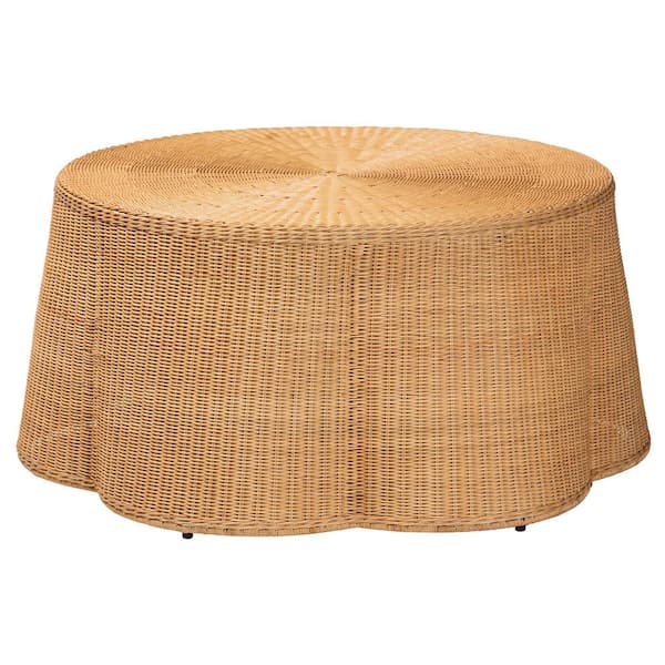 Palm 39.75 in. Honey Round Rattan Coffee Table