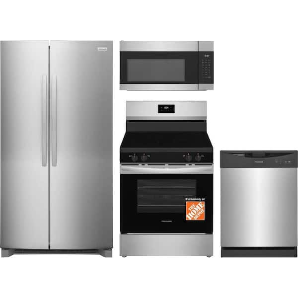 26 cu. ft. Standard Depth Refrigerator with 4 Element Freestanding Electric Range and Tall Tub Dishwasher in Stainless