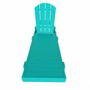Laguna Turquoise HDPE Plastic Outdoor Adjustable Adirondack Chaise Lounger With Wheels