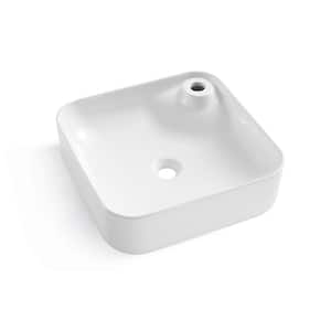 Leonis Square Ceramic Vessel Sink in White