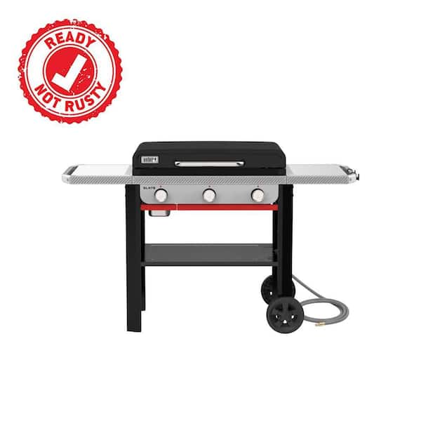 Slate Griddle 3-Burner Natural Gas 28 in. Rust-Resistant Flat Top Grill in Black