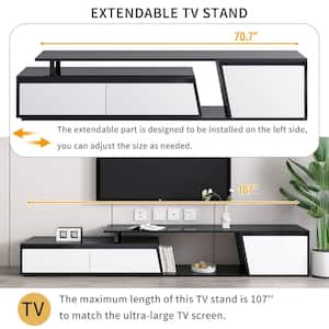 Modern Black TV Stand Fits TV's Up to 100 in. with 2 Drawers and 1 Cabinet