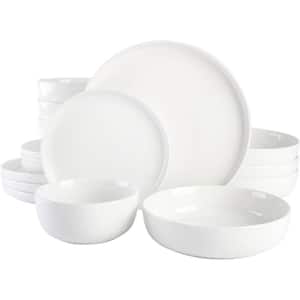 16-Piece Modern Glossy White Porcelain Dinnerware Set (Service for 4)