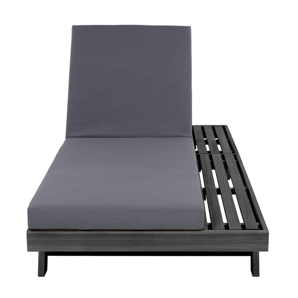 Acacia Wood Outdoor Patio Chaise Lounge with 4 Inch Thick Triple Fold Dark Gray Cushion price history on PriceWatchPro