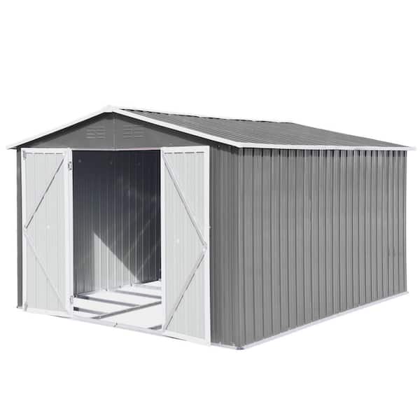 10 ft. x 8 ft. Metal Garden Shed-Outdoor Storage Shed with Hinged Door, Padlock, and Vented Apex Roof (80 sq. ft.)