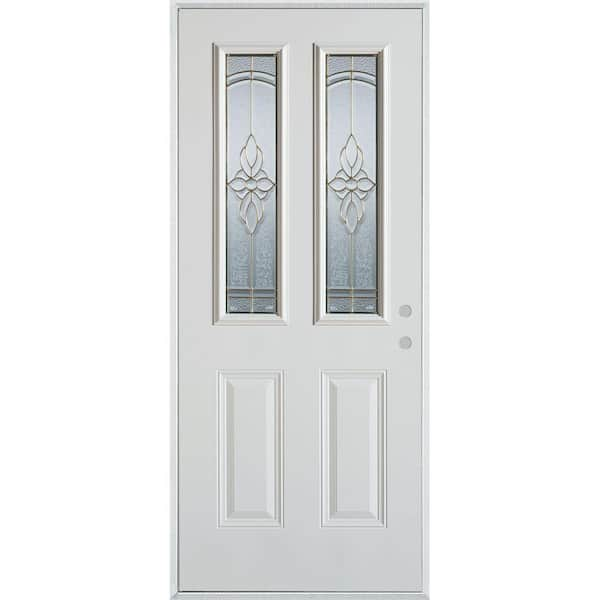 Element 36 in. x 80 in. Left-Hand Inswing 3/4 Oval Quattro Decorative Glass  White Primed Steel Front Door Slab