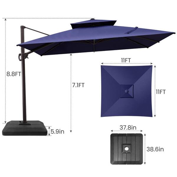 farland 10 ft offset cantilever patio umbrella Best Choice Products 10ft 360 Rotating Cantilever Easy Auto Open Patio Umbrella w/ Solar LED Lights