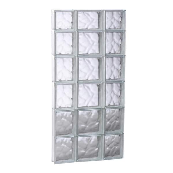 Clearly Secure 19.25 in. x 44.5 in. x 3.125 in. Frameless Wave Pattern Non-Vented Glass Block Window