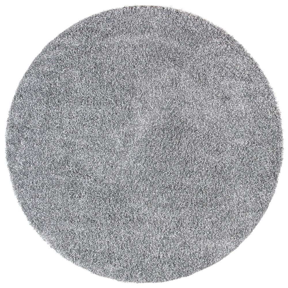 Gray Round Synthetic Shag Area Rug, 6'7"