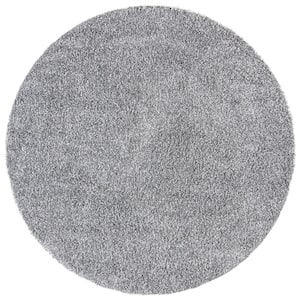 Evolution Shag Gray 7 ft. x 7 ft. Solid Round Area Rug