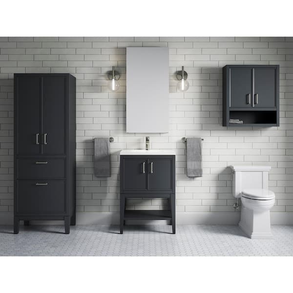 KOHLER Winnow 24.12in. Single Sink Freestanding Slate Grey Bath Vanity with White Quartz Top Assembled
