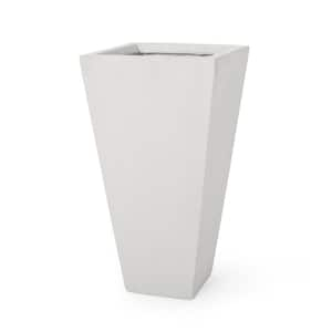 13 in. Lightweight Concrete Outdoor Modern Small Planter, Matte White