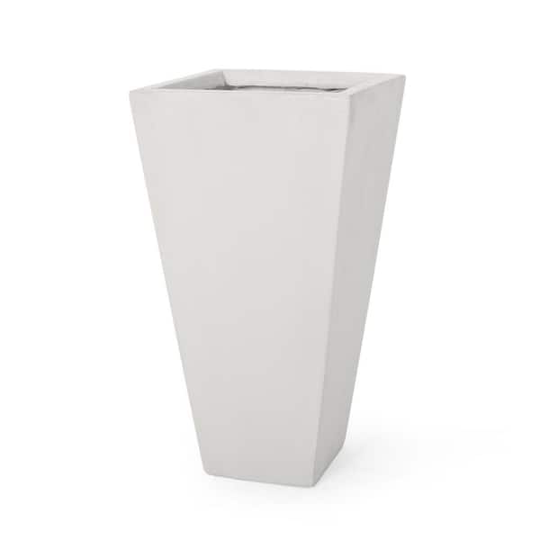 Tatayosi 13 in. Lightweight Concrete Outdoor Modern Small Planter, Matte White